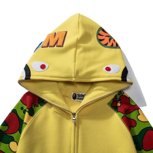 Hoodie Yellow Shark Camo Bape Full-Zip BP002 - Image 8