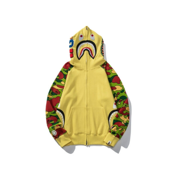 Hoodie Yellow Shark Camo Bape Full-Zip BP002 - Image 1