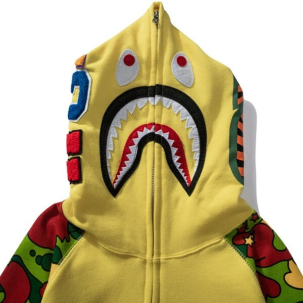Hoodie Yellow Shark Camo Bape Full-Zip BP002 - Image 5
