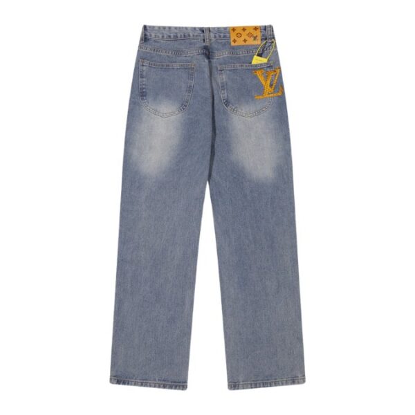 Jeans Louis Vuitton LV Light Wash Embroidered - Image 2