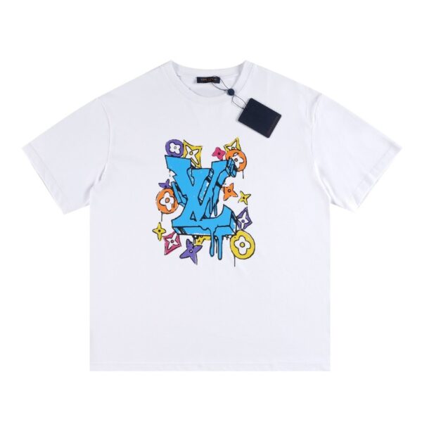 T-shirt Louis Vuitton Multicolor Monogram Drip White - Image 1