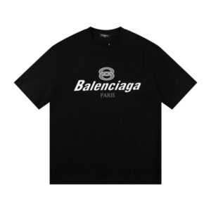T-shirt Balenciaga Paris Double Rings Logo Black BL051
