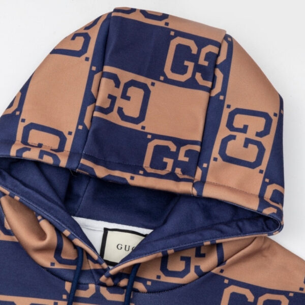 Hoodie Gucci Monogram Brown Blue GC080 - Image 4