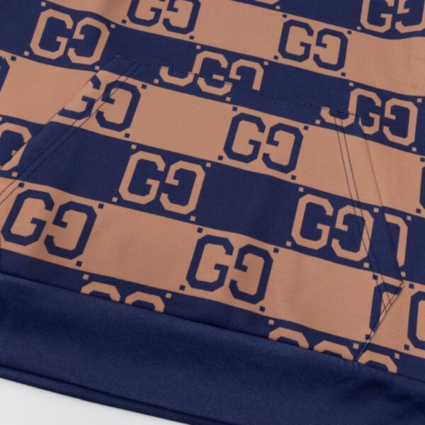 Hoodie Gucci Monogram Brown Blue GC080 - Image 6