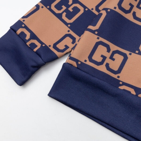 Hoodie Gucci Monogram Brown Blue GC080 - Image 5