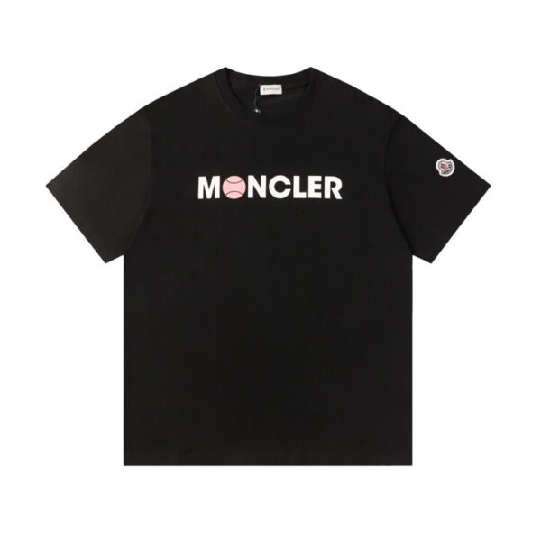 T-shirt Moncler Logo Black and Pink MCL004 - Image 1