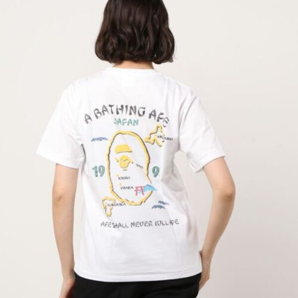 T-shirt BAPE Japan Map Embroidery White BP011 - Image 5