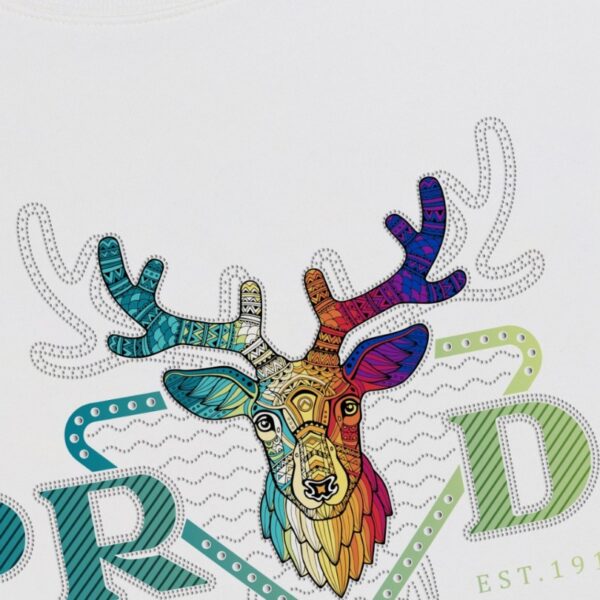 Sweatshirt Prada Deer Embroidery White PD023 - Image 4