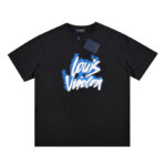 T-shirt Louis Vuitton Blue Graffiti Black Logo LV019