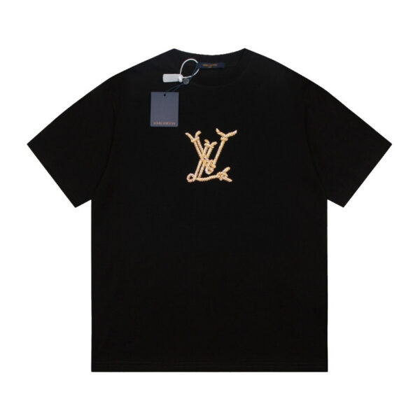 T-shirt Louis Vuitton Rope Logo Black LV026 - Image 1