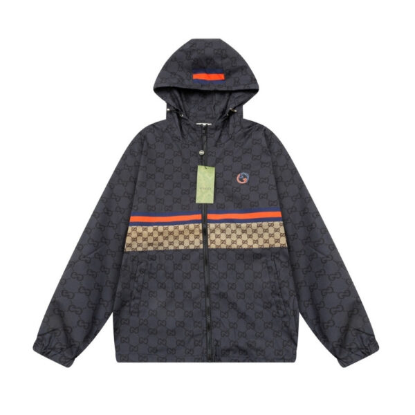 Jacket Windbreaker Gucci Monogram Beige Brown GC112 - Image 1