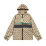 Jacket Windbreaker Gucci Monogram Beige Brown GC112 - Image 2