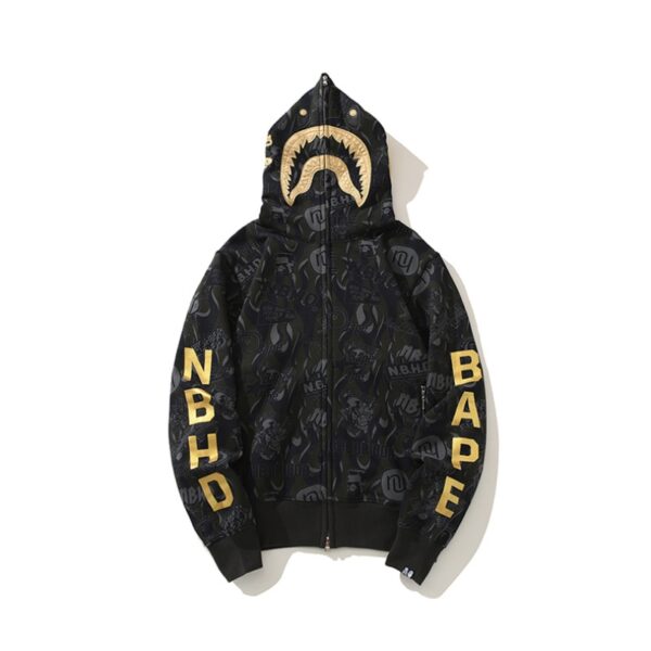 Hoodie BAPE NBHD Shark Full-Zip Black BP071 - Image 1