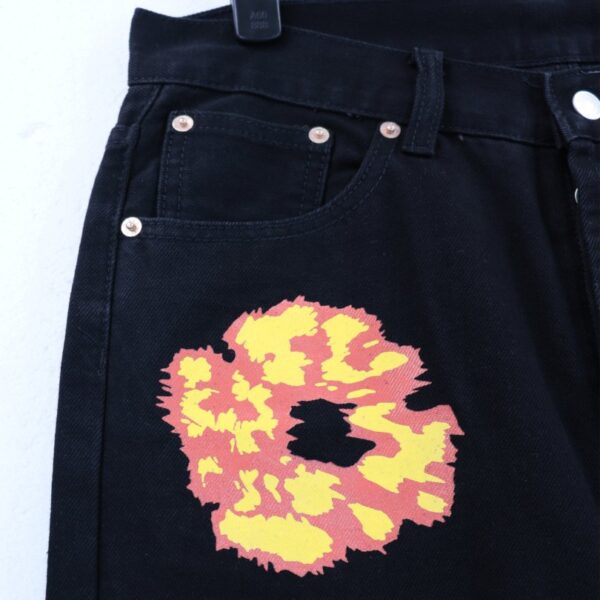 Denim Tears x Levi's x Offset Floral Print Jeans Black - Image 4