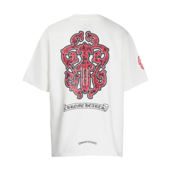 T-shirt Chrome Hearts Red Cross Crest White CH003 - Image 5