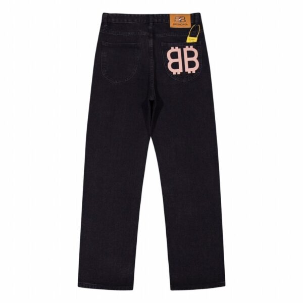 Jeans Balenciaga BB Logo Black BL029 - Image 1