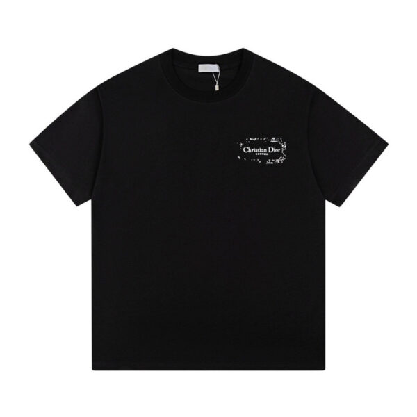 T-shirt Dior Black Distressed Logo Couture DO065 - Image 1