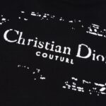 T-shirt Dior Black Distressed Logo Couture DO065 - Image 5