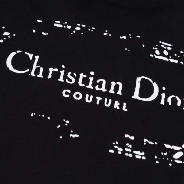 T-shirt Dior Black Distressed Logo Couture DO065 - Image 5