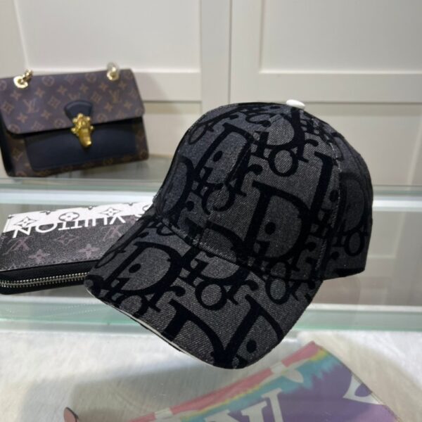 Cap Dior Black Monogram Adjustable DO058 - Image 1