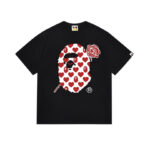 T-shirt BAPE Heart Ape Head Rose Black BP053
