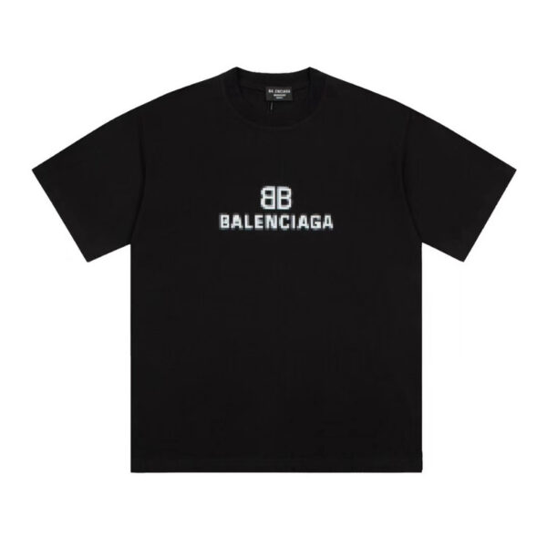 T-shirt Balenciaga BB Pixel Logo Black BL068 - Image 1