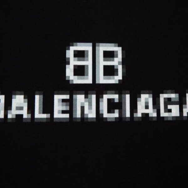 T-shirt Balenciaga BB Pixel Logo Black BL068 - Image 4