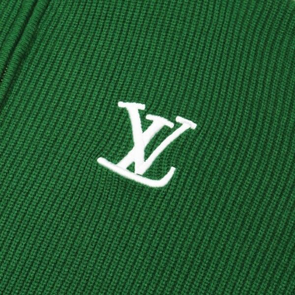 Sweater Louis Vuitton Green Knit Zip-Up LV001 - Image 4