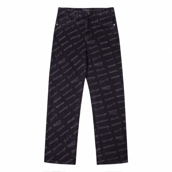 Jeans Balenciaga Signature Print Black BL028 - Image 1