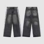Jeans Balenciaga Striped Black Washed Denim BL032 - Image 6