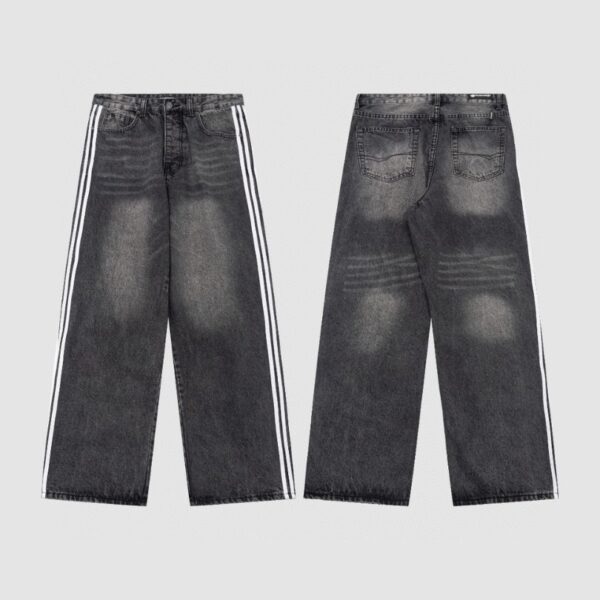 Jeans Balenciaga Striped Black Washed Denim BL032 - Image 6