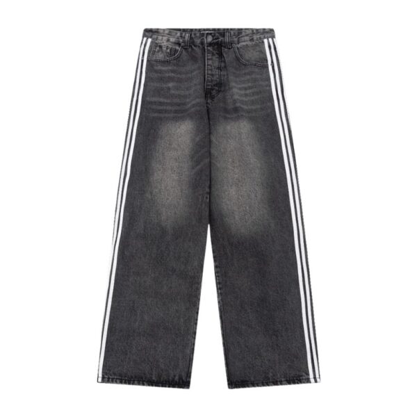 Jeans Balenciaga Striped Black Washed Denim BL032 - Image 1