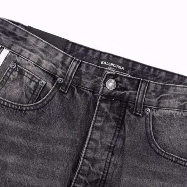 Jeans Balenciaga Striped Black Washed Denim BL032 - Image 4