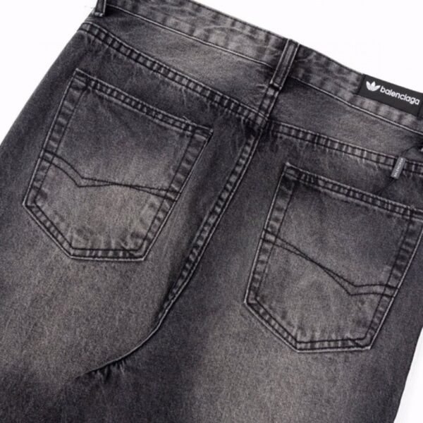 Jeans Balenciaga Striped Black Washed Denim BL032 - Image 5