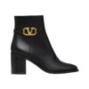 Kalbsleder Stiefelette Schwarz 75cm