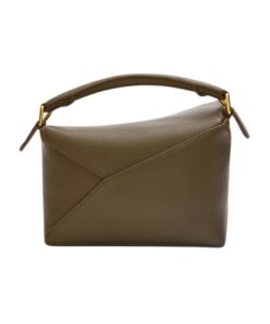 Tasche aus klassischem Kalbsleder in Dunkel-Khaki-Grün 12.5cm