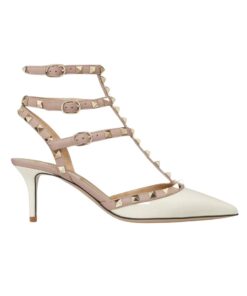 Rockstud Caged Pumps Elfenbein/Puder 65cm