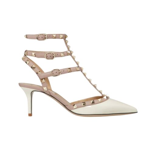 Rockstud Caged Pumps Elfenbein/Puder 65cm