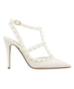 Rockstud Ankle Strap Pumps Elfenbein 100cm