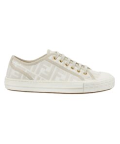 Low-Top-Sneaker aus weißem Stoff mit FF-Muster