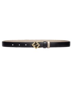 Beidseitiger Leder Gürtel in Schwarz und Beige 2cm