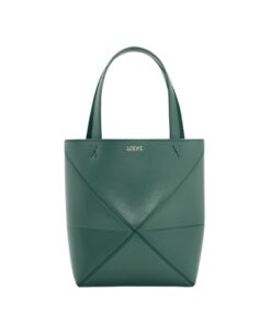 Fold Tote aus glänzendem Kalbsleder in Vetiver 20cm