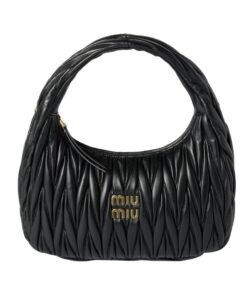Wander-Nappa-Leder-Hobo Schwarz 18cm