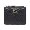 Brieftasche aus schwarzem Nappaleder mit FF-Muster 9.5cm