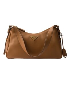 Mittelgroße Lederschultertasche in Karamell 18cm