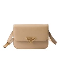 Leder-Schultertasche mit Überschlag in Sandbeige 15cm