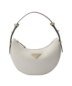 Weiße kleine Lederschultertasche 18.5cm