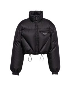 Nylon Gabardine Daunenjacke Schwarz