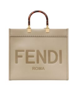 Taubengraue Leder-Shoppingtasche 31cm