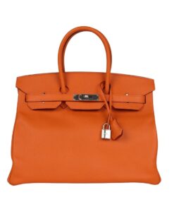 Orange Epsom mit Palladium-Beschlägen 35cm